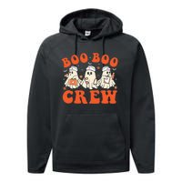 Boo Boo Crew Nurse Ghost Scrub Top Nursing Halloween Costume Performance Fleece Hoodie