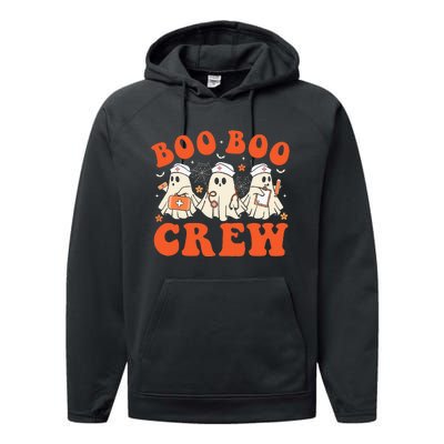 Boo Boo Crew Nurse Ghost Scrub Top Nursing Halloween Costume Performance Fleece Hoodie