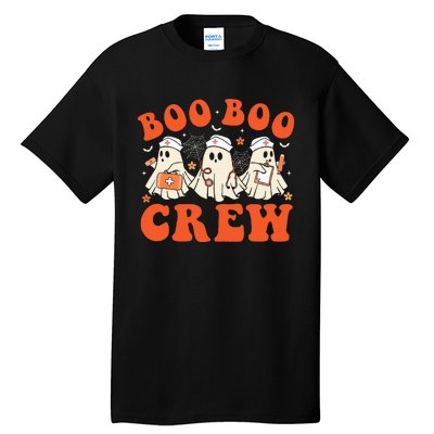 Boo Boo Crew Nurse Ghost Scrub Top Nursing Halloween Costume Tall T-Shirt