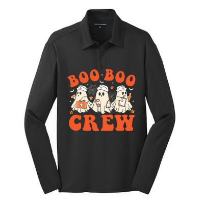 Boo Boo Crew Nurse Ghost Scrub Top Nursing Halloween Costume Silk Touch Performance Long Sleeve Polo