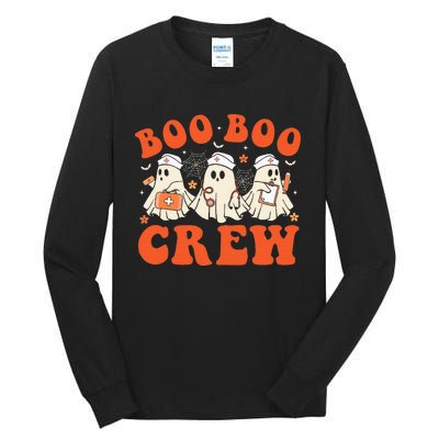 Boo Boo Crew Nurse Ghost Scrub Top Nursing Halloween Costume Tall Long Sleeve T-Shirt