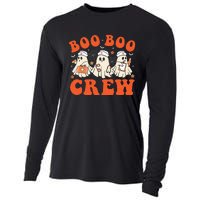 Boo Boo Crew Nurse Ghost Scrub Top Nursing Halloween Costume Cooling Performance Long Sleeve Crew