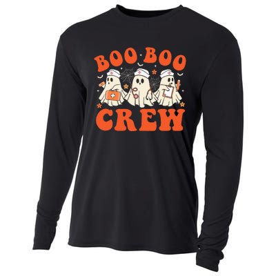 Boo Boo Crew Nurse Ghost Scrub Top Nursing Halloween Costume Cooling Performance Long Sleeve Crew