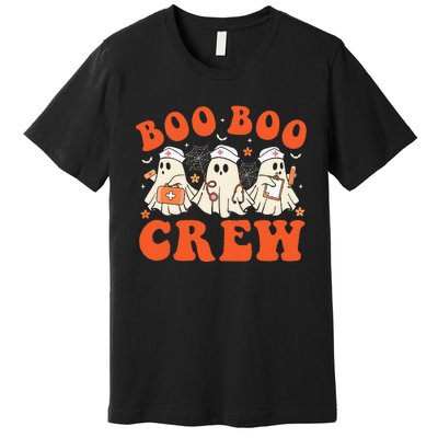 Boo Boo Crew Nurse Ghost Scrub Top Nursing Halloween Costume Premium T-Shirt