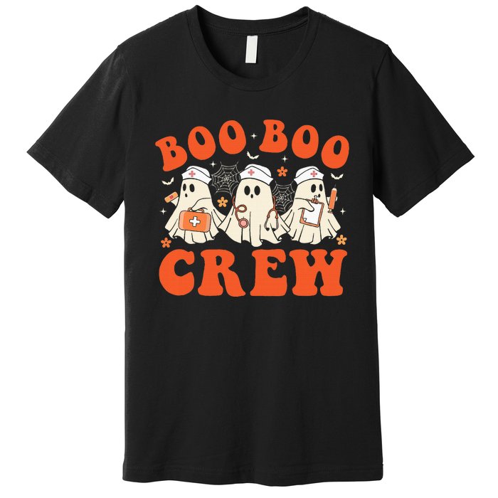 Boo Boo Crew Nurse Ghost Scrub Top Nursing Halloween Costume Premium T-Shirt