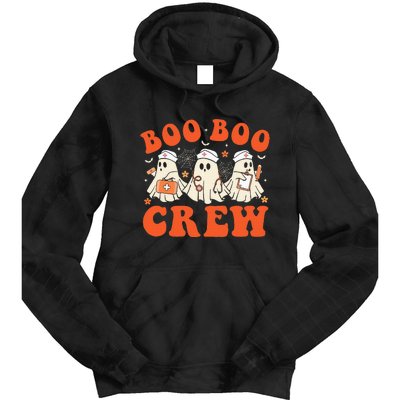 Boo Boo Crew Nurse Ghost Scrub Top Nursing Halloween Costume Tie Dye Hoodie