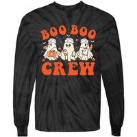 Boo Boo Crew Nurse Ghost Scrub Top Nursing Halloween Costume Tie-Dye Long Sleeve Shirt