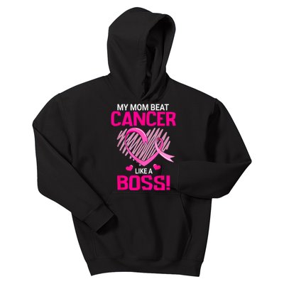 Beat Breast Cancer My Mom Like A Boss Warrior Survivor Fight Gift Kids Hoodie