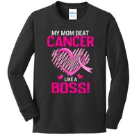 Beat Breast Cancer My Mom Like A Boss Warrior Survivor Fight Gift Kids Long Sleeve Shirt