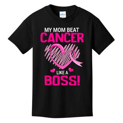 Beat Breast Cancer My Mom Like A Boss Warrior Survivor Fight Gift Kids T-Shirt