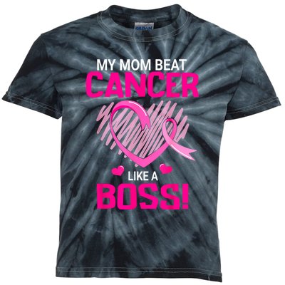 Beat Breast Cancer My Mom Like A Boss Warrior Survivor Fight Gift Kids Tie-Dye T-Shirt