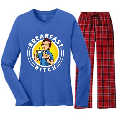 Breakfast Bitch Cool Gift Women's Long Sleeve Flannel Pajama Set 