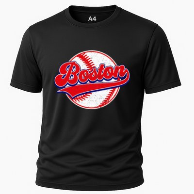 Boston Baseball Cityscape Distressed Women Performance Shirt