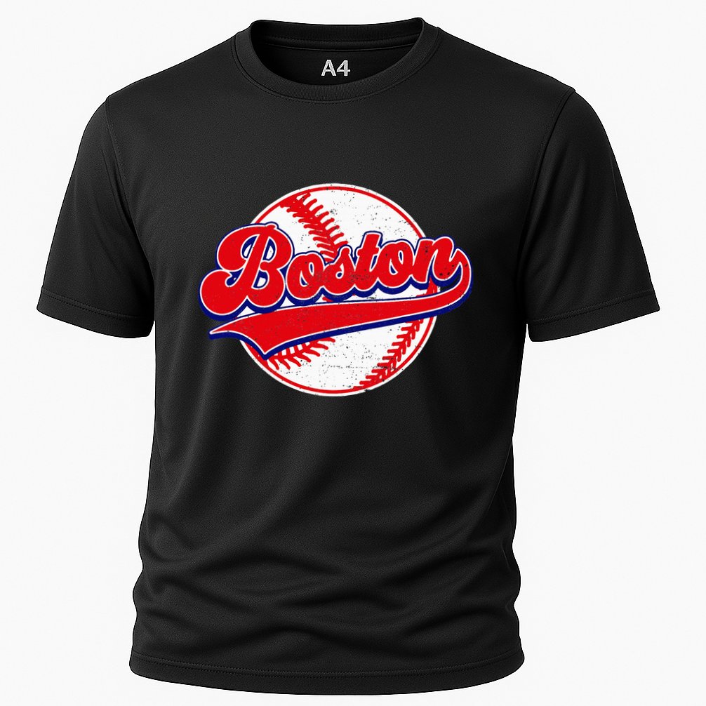 Boston Baseball Cityscape Distressed Women Cooling Performance Crew T-Shirt