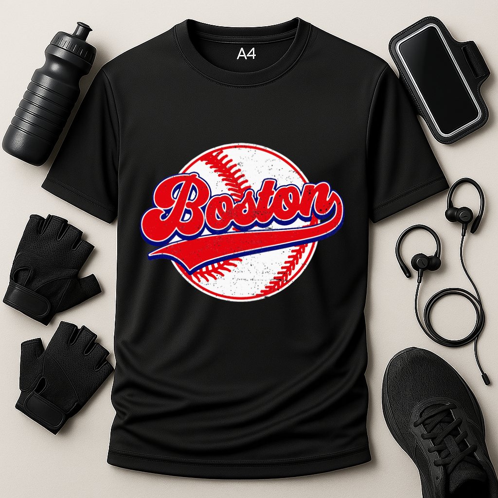 Boston Baseball Cityscape Distressed Women Cooling Performance Crew T-Shirt