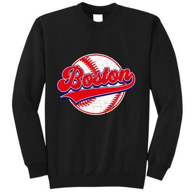 Boston Baseball Cityscape Distressed Women Sweatshirt
