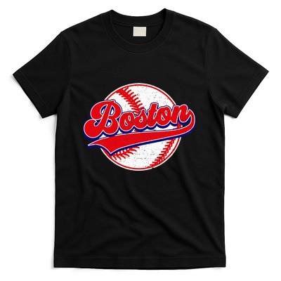 Boston Baseball Cityscape Distressed Women T-Shirt