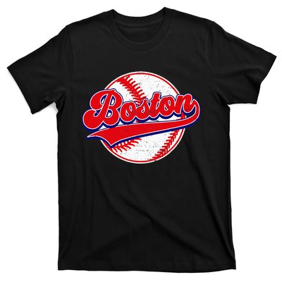 Boston Baseball Cityscape Distressed Women T-Shirt