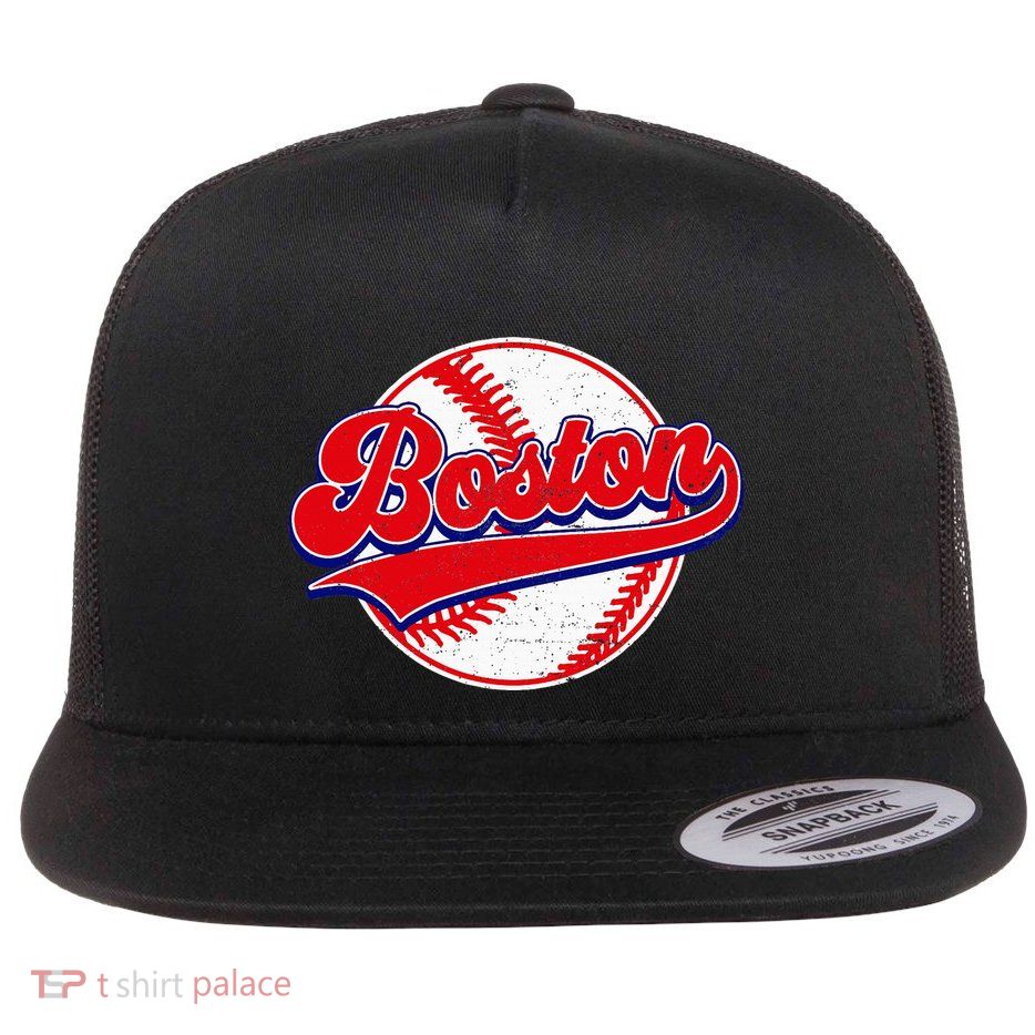 Boston Baseball Cityscape Distressed Women Flatbill Hat