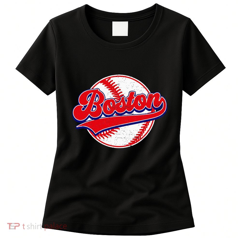 Boston Baseball Cityscape Distressed Women Womens T-Shirt