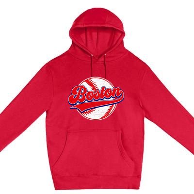 Boston Baseball Cityscape Distressed Women Premium Pullover Hoodie