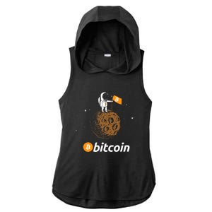 Bitcoin Btc Crypto To The Moon Featuring Astronaut Ladies PosiCharge Tri-Blend Wicking Draft Hoodie Tank