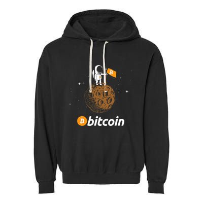 Bitcoin Btc Crypto To The Moon Featuring Astronaut Garment-Dyed Fleece Hoodie