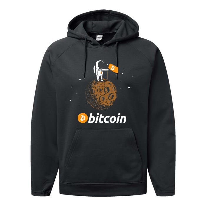 Bitcoin Btc Crypto To The Moon Featuring Astronaut Performance Fleece Hoodie