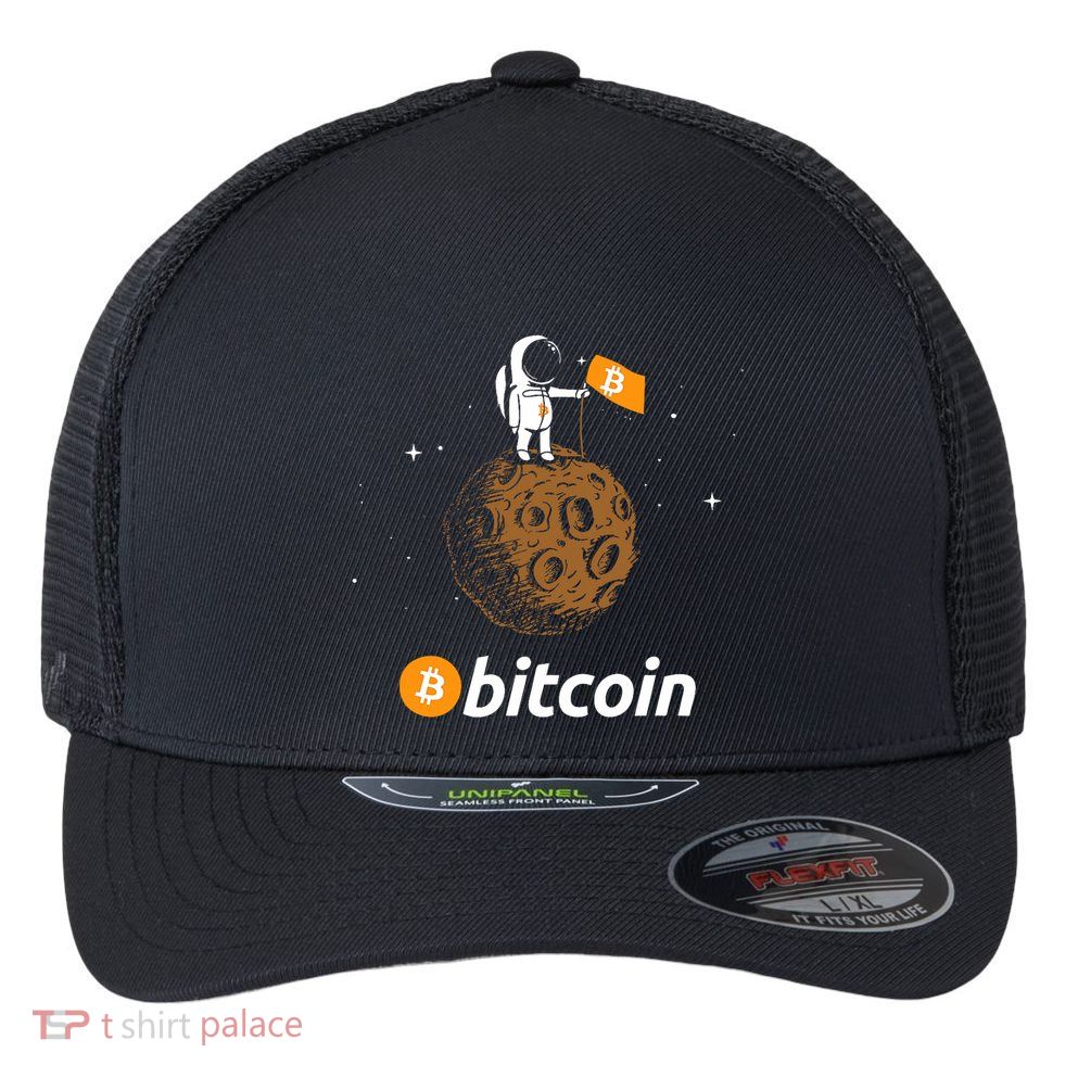 Bitcoin Btc Crypto To The Moon Featuring Astronaut Flexfit Unipanel Trucker Cap