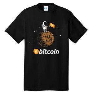 Bitcoin Btc Crypto To The Moon Featuring Astronaut Tall T-Shirt