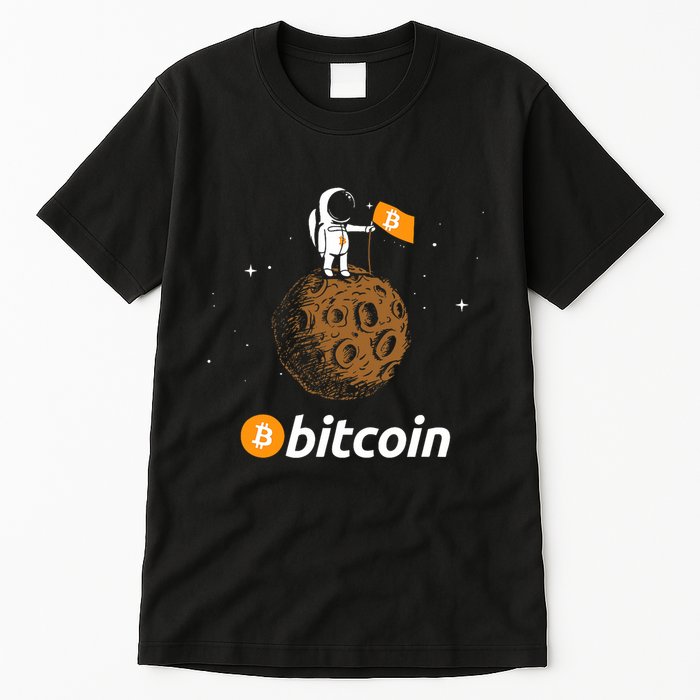 Bitcoin Btc Crypto To The Moon Featuring Astronaut Tall T-Shirt