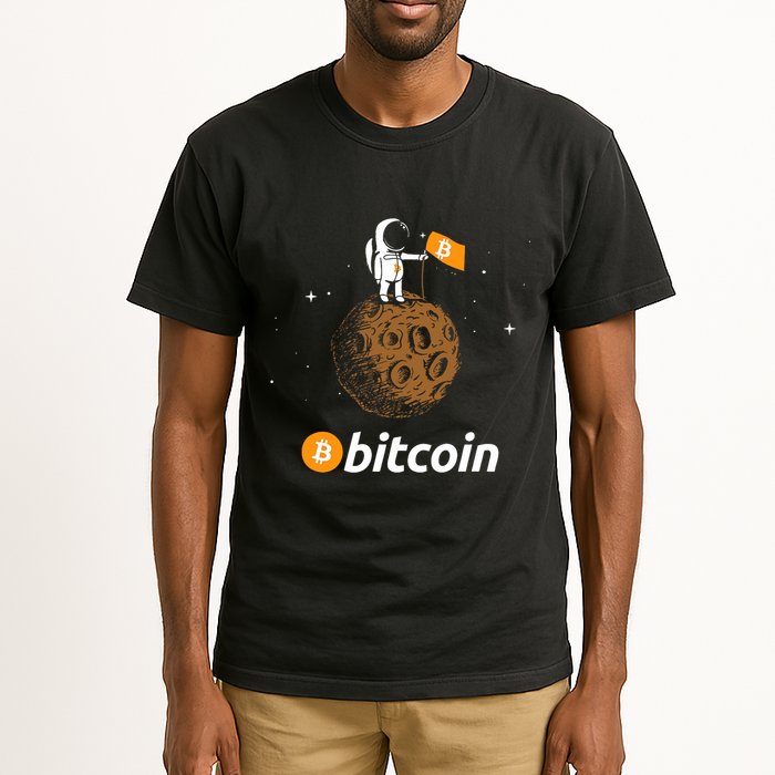 Bitcoin Btc Crypto To The Moon Featuring Astronaut Tall T-Shirt