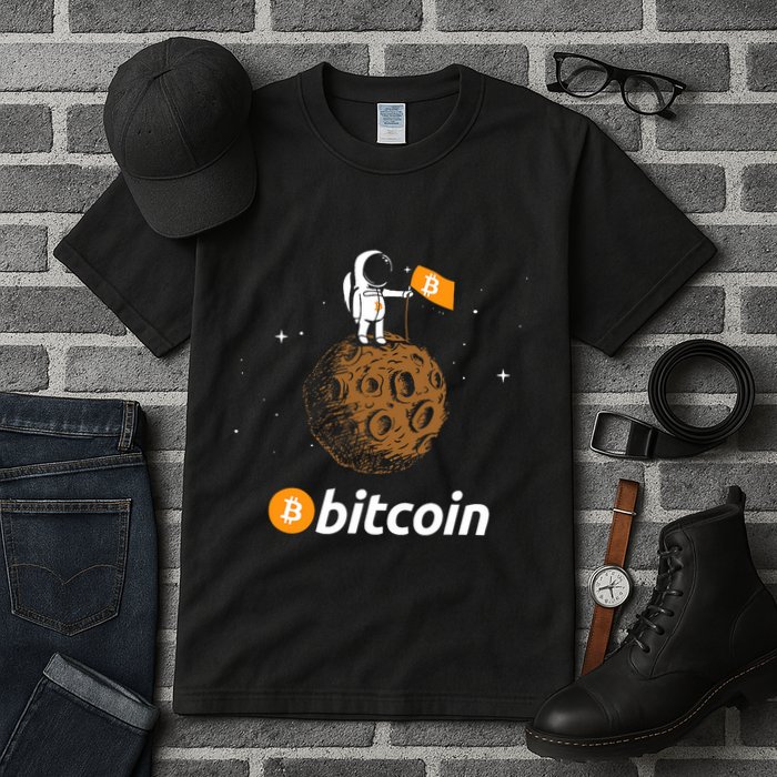 Bitcoin Btc Crypto To The Moon Featuring Astronaut Tall T-Shirt