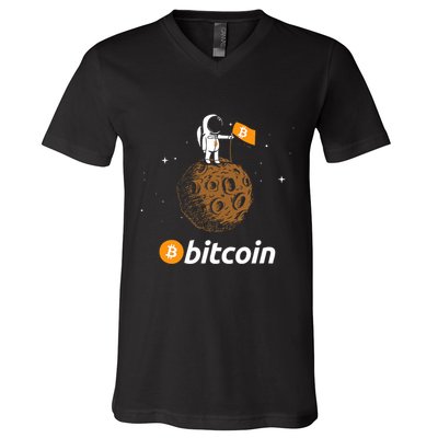 Bitcoin Btc Crypto To The Moon Featuring Astronaut V-Neck T-Shirt