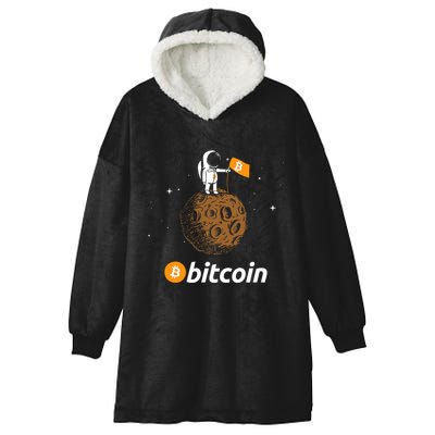 Bitcoin Btc Crypto To The Moon Featuring Astronaut Hooded Wearable Blanket