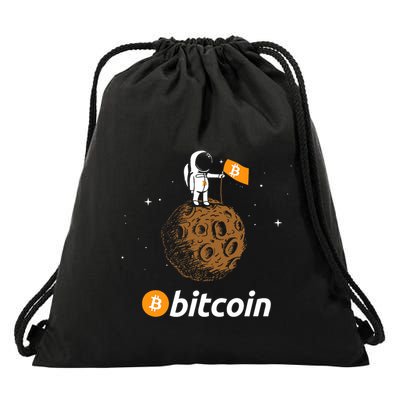 Bitcoin Btc Crypto To The Moon Featuring Astronaut Drawstring Bag