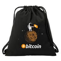 Bitcoin Btc Crypto To The Moon Featuring Astronaut Drawstring Bag