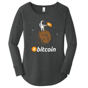 Bitcoin Btc Crypto To The Moon Featuring Astronaut Women's Perfect Tri Tunic Long Sleeve Shirt