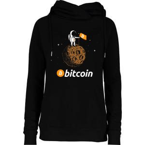 Bitcoin Btc Crypto To The Moon Featuring Astronaut Womens Funnel Neck Pullover Hood