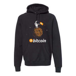 Bitcoin Btc Crypto To The Moon Featuring Astronaut Premium Hoodie