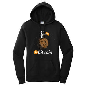 Bitcoin Btc Crypto To The Moon Featuring Astronaut Women's Pullover Hoodie