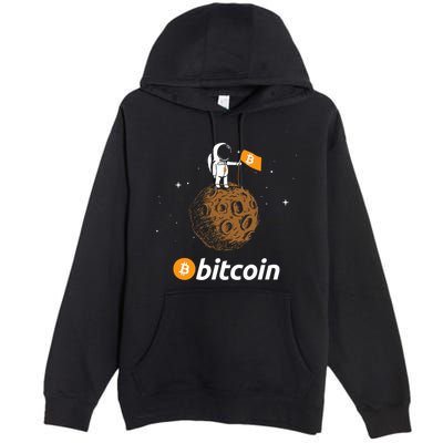 Bitcoin Btc Crypto To The Moon Featuring Astronaut Premium Pullover Hoodie