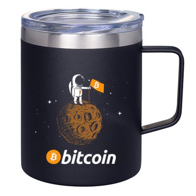 Bitcoin Btc Crypto To The Moon Featuring Astronaut 12oz Stainless Steel Coffee Mug
