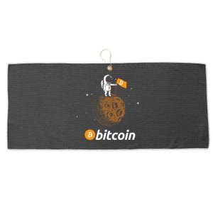 Bitcoin Btc Crypto To The Moon Featuring Astronaut Large Microfiber Waffle Golf Towel