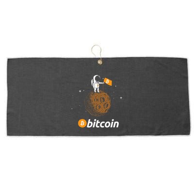 Bitcoin Btc Crypto To The Moon Featuring Astronaut Large Microfiber Waffle Golf Towel