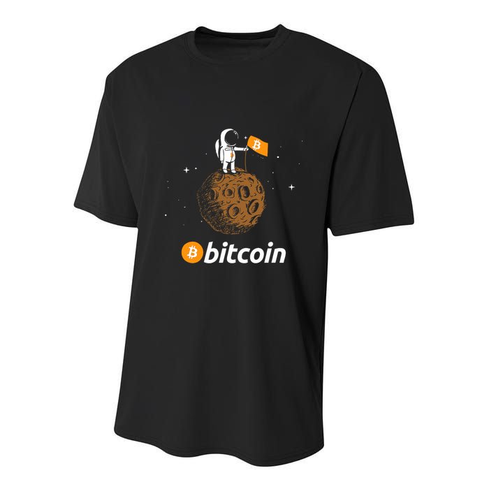 Bitcoin Btc Crypto To The Moon Featuring Astronaut Youth Performance Sprint T-Shirt