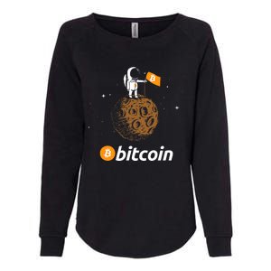 Bitcoin Btc Crypto To The Moon Featuring Astronaut Womens California Wash Sweatshirt