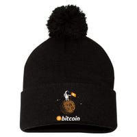 Bitcoin Btc Crypto To The Moon Featuring Astronaut Pom Pom 12in Knit Beanie