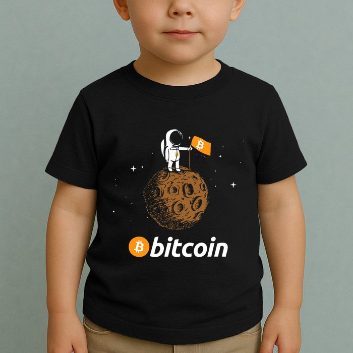 Bitcoin Btc Crypto To The Moon Featuring Astronaut Toddler T-Shirt