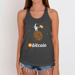 Bitcoin Btc Crypto To The Moon Featuring Astronaut Women's Knotted Racerback Tank